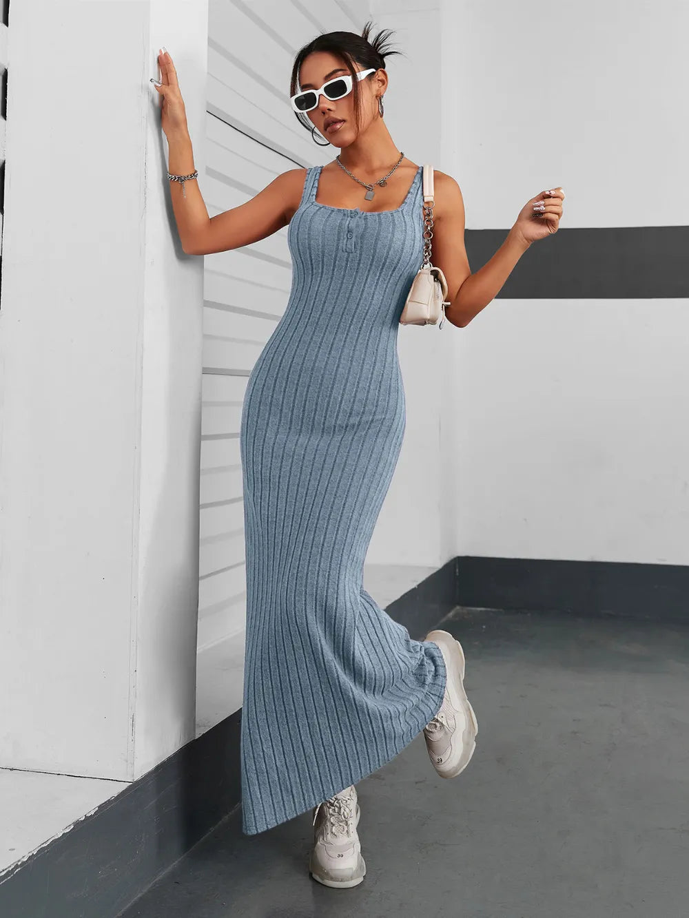 Ribbed Maxi Tank Dress - Premium Maxi Dress from Trendsi - Just $25.99! Shop now at Handbags Specialist Headquarter