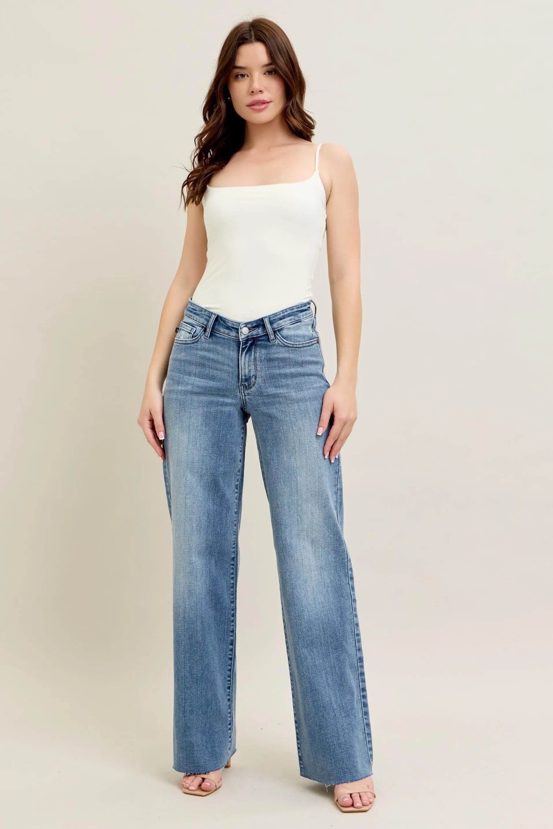 Judy Blue Full Size V - Front Baggy Jeans Plus Size - Premium Women / Jeans & Denim from Trendsi - Just $72.99! Shop now at Handbags Specialist Headquarter