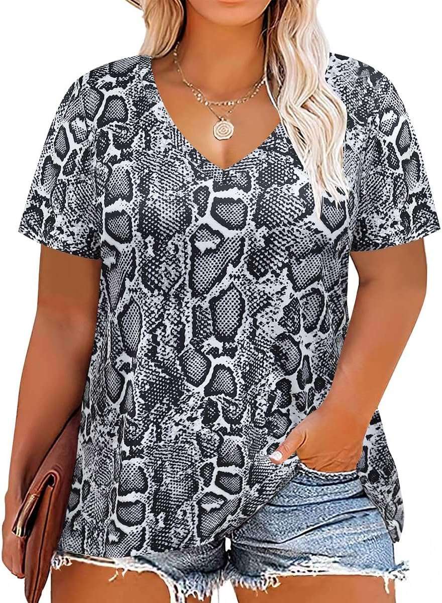 Floral V - Neck Plus Size Tunic Tops for Women - Handbags Specialist Headquarter