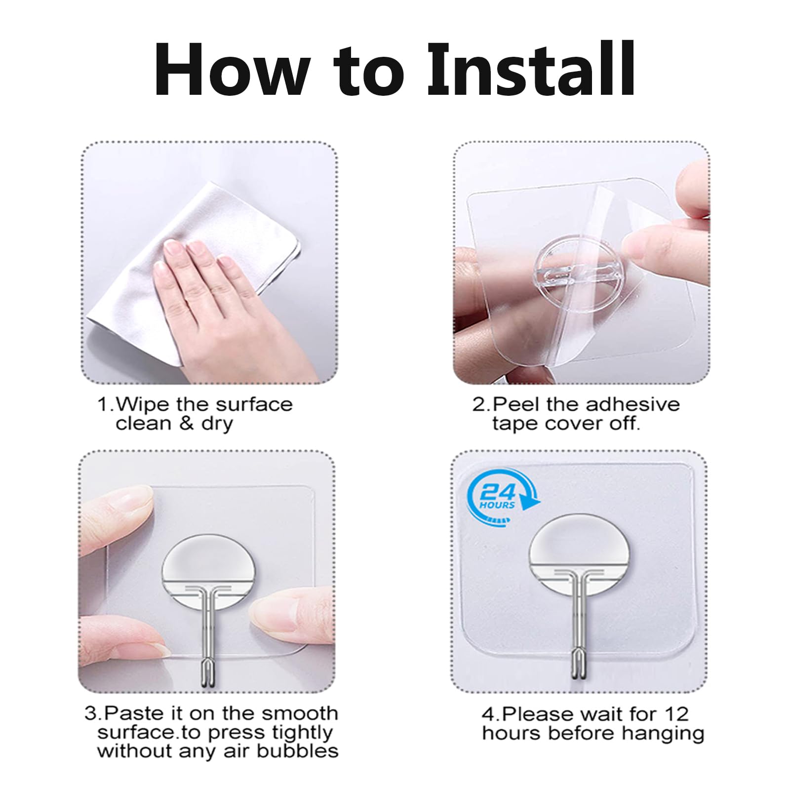 Heavy Duty Transparent Wall Hooks - 8 Pack - Handbags Specialist Headquarter