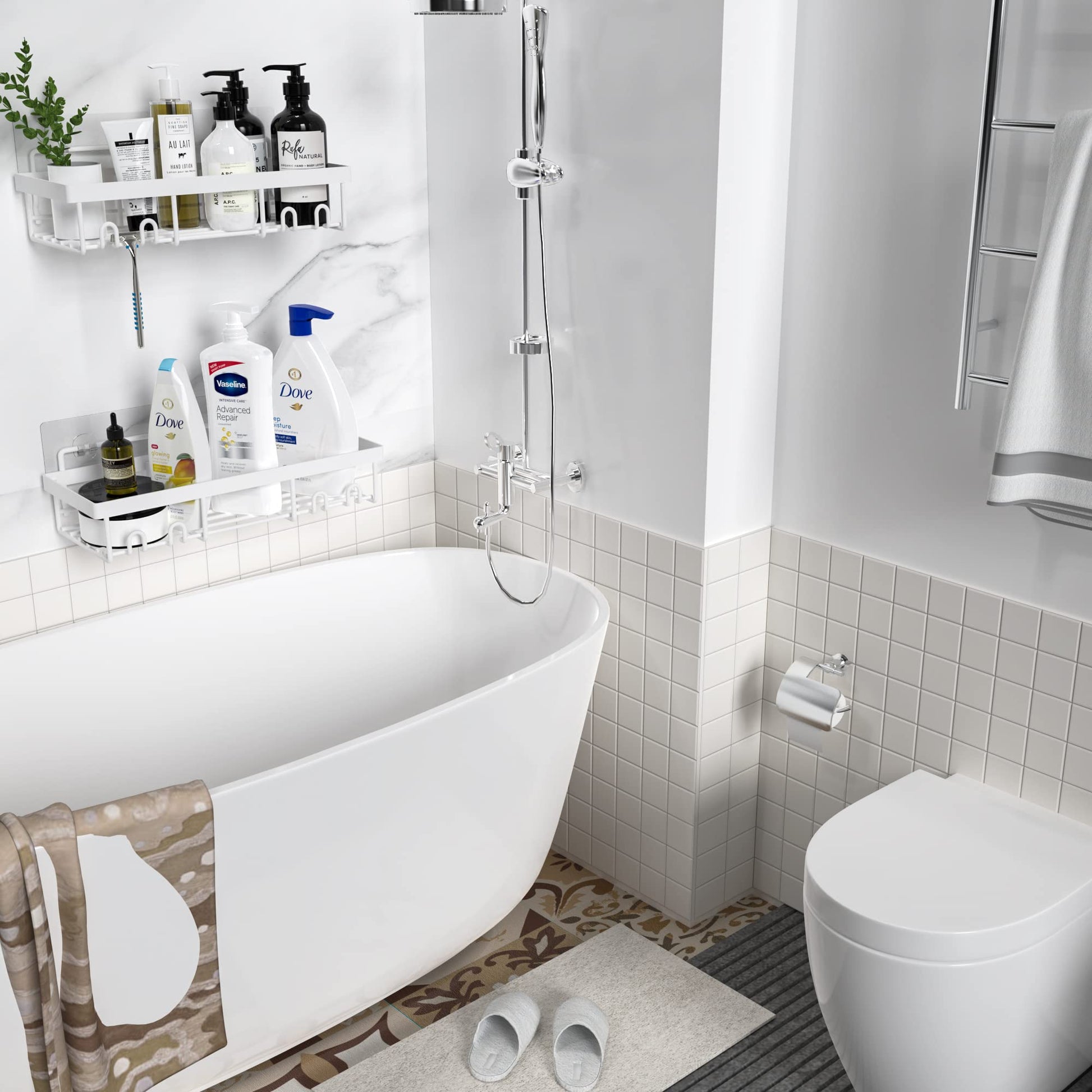 Moforoco Adhesive Shower Caddy Shelf Organizer - Handbags Specialist Headquarter