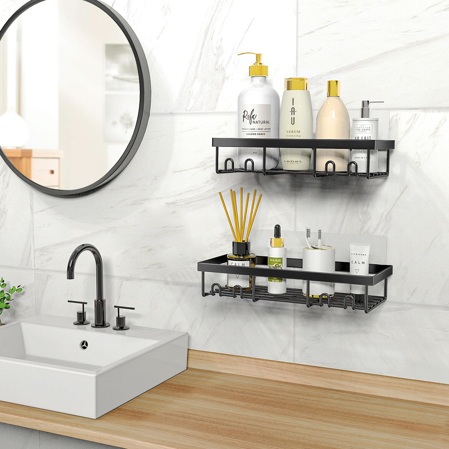 Moforoco Adhesive Shower Caddy Shelf Organizer - Handbags Specialist Headquarter