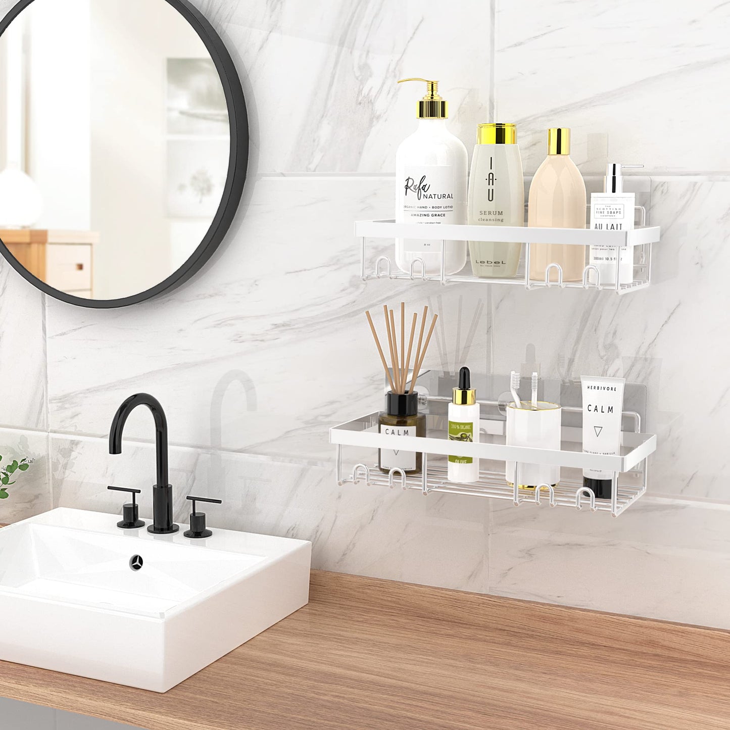 Moforoco Adhesive Shower Caddy Shelf Organizer - Handbags Specialist Headquarter
