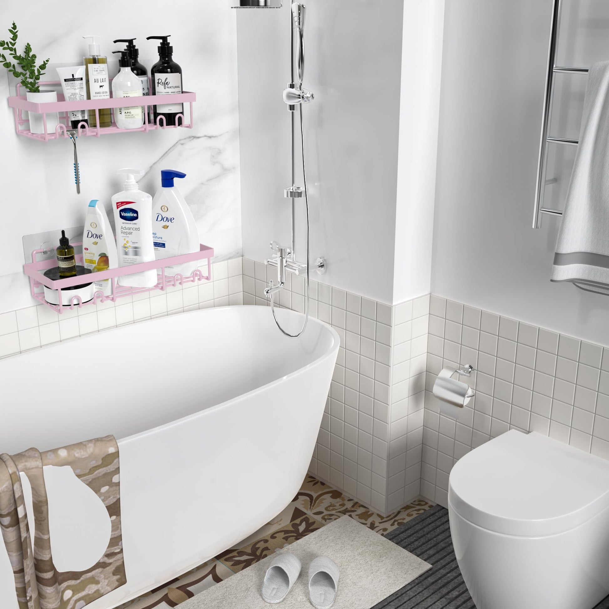 Moforoco Adhesive Shower Caddy Shelf Organizer - Handbags Specialist Headquarter