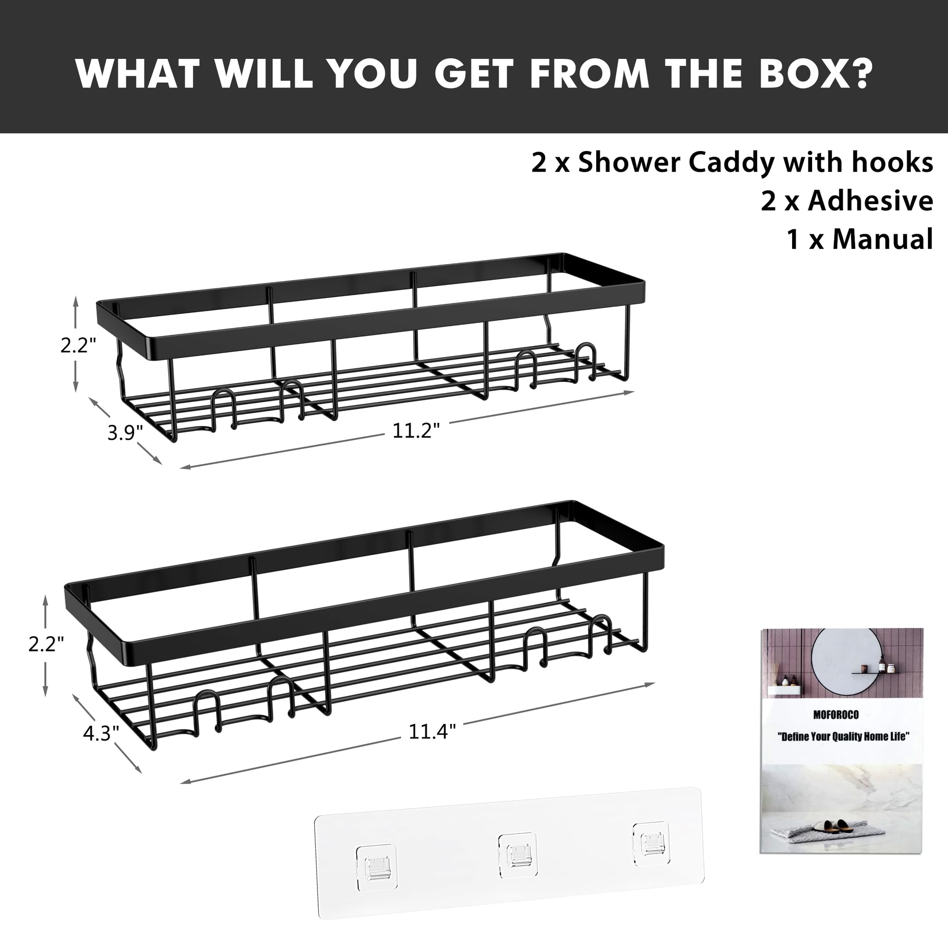 Moforoco Adhesive Shower Caddy Shelf Organizer - Handbags Specialist Headquarter