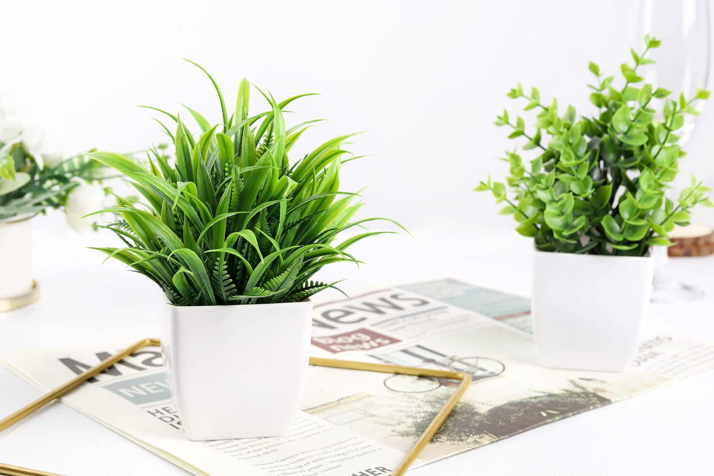 Rose Mini Potted Faux Plants - 2 Pack Decor - Handbags Specialist Headquarter