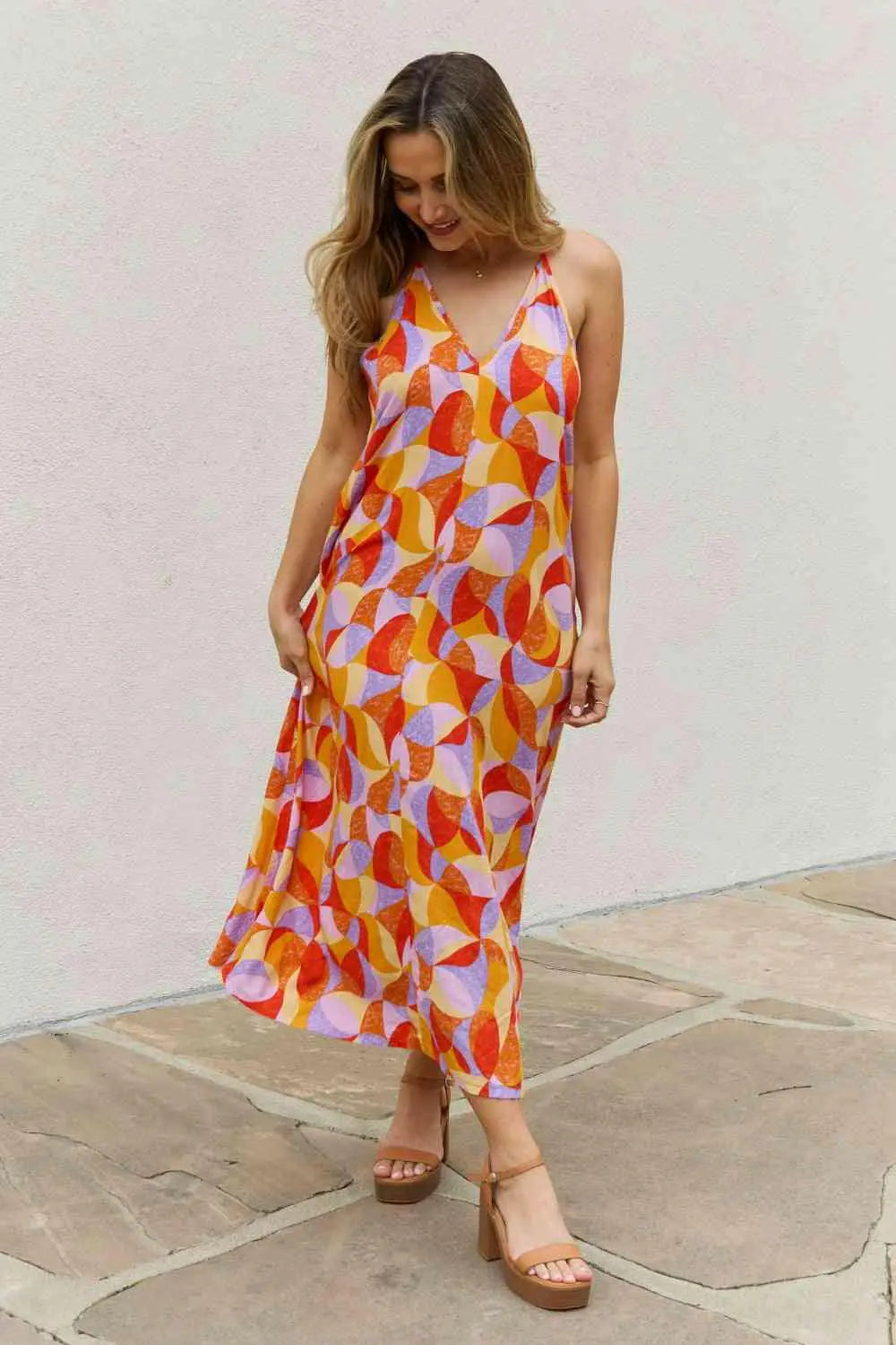 And The Why Full Size Printed Sleeveless Maxi Dress.