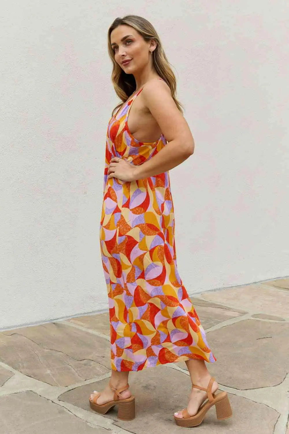 And The Why Full Size Printed Sleeveless Maxi Dress.