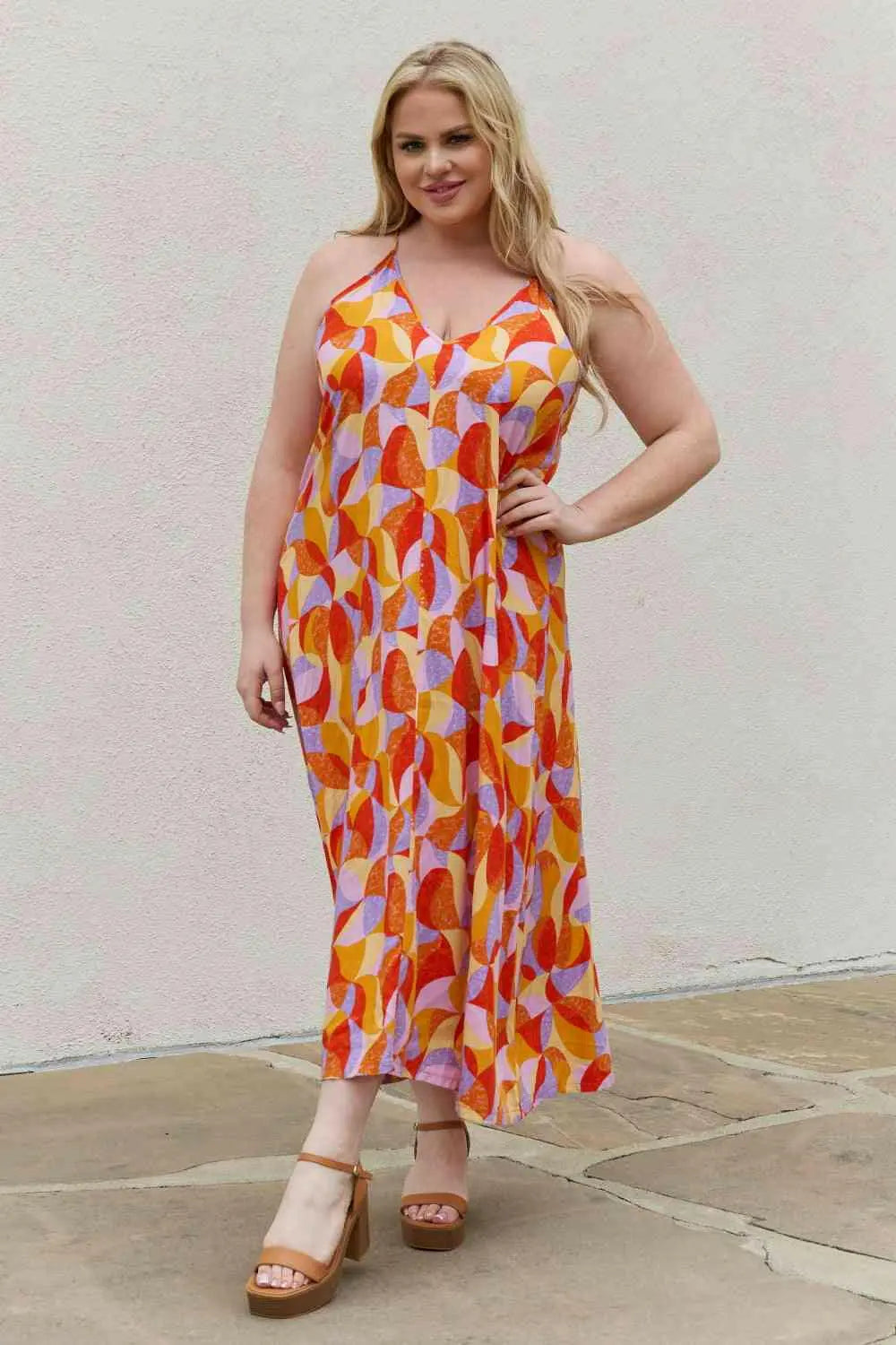 And The Why Full Size Printed Sleeveless Maxi Dress.
