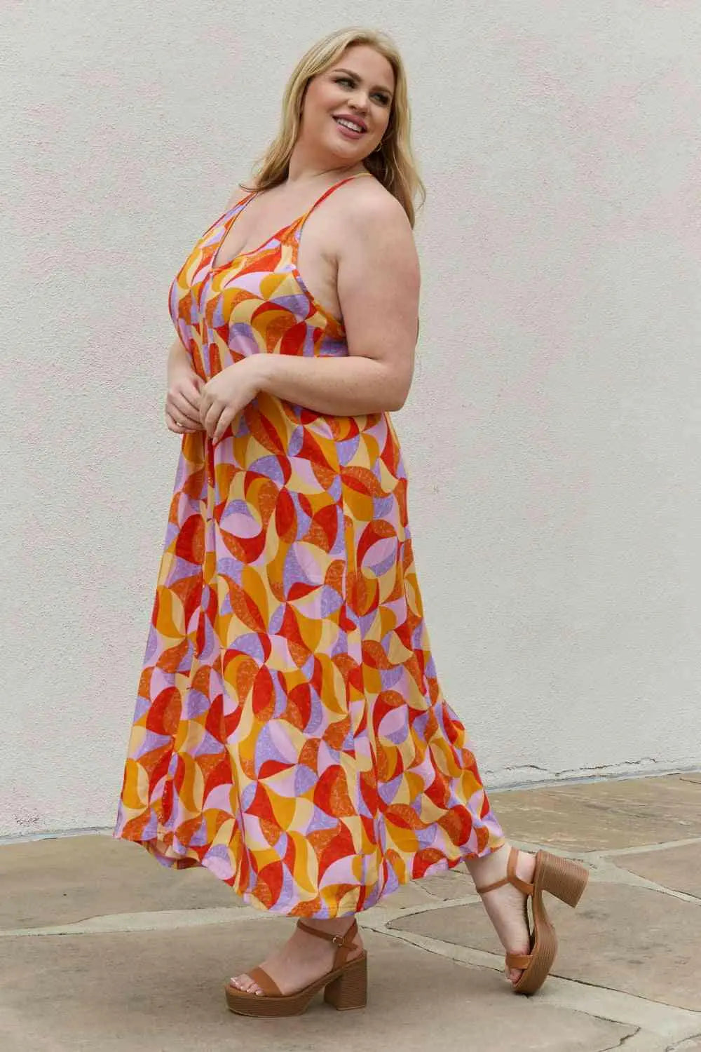And The Why Full Size Printed Sleeveless Maxi Dress.