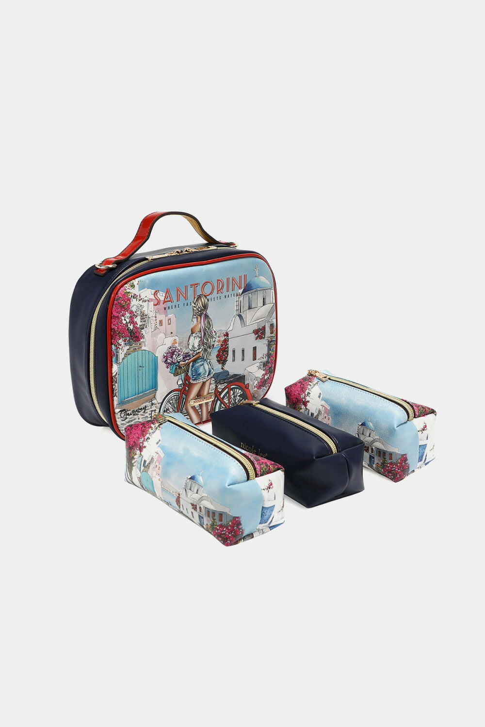 Nicole Lee USA Printed Handbag with Three Pouches.