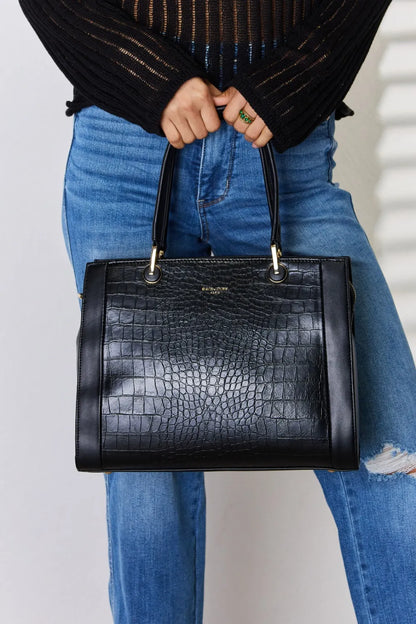 David Jones Texture PU Leather Handbag - Premium Handbags from Trendsi - Just $52.99! Shop now at Handbags Specialist Headquarter
