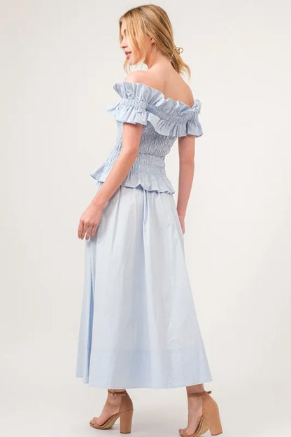 And The Why A-line Flowing Elastic Back Midi Skirt - Premium Bottoms from Trendsi - Just $57.72! Shop now at Handbags Specialist Headquarter