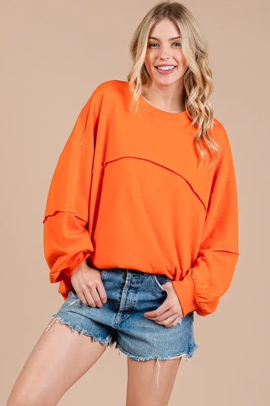 Ces Femme Exposed Seam Long Sleeve Sweatshirt - Premium Men's Sweatshirts from Trendsi - Just $47.90! Shop now at Handbags Specialist Headquarter