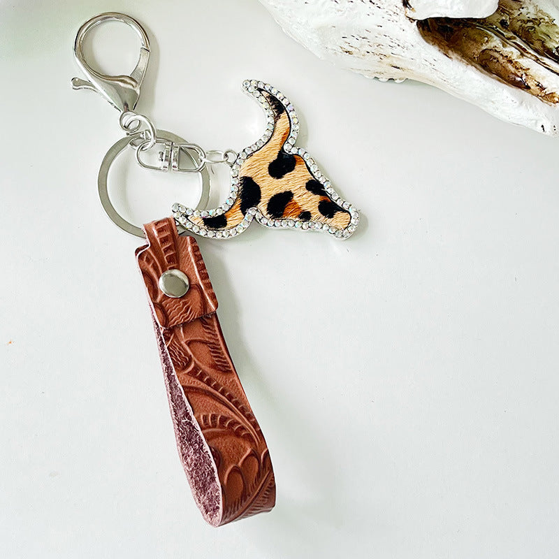 Rhinestone Bull Keychain - Premium Key chain from Trendsi - Just $11! Shop now at Handbags Specialist Headquarter