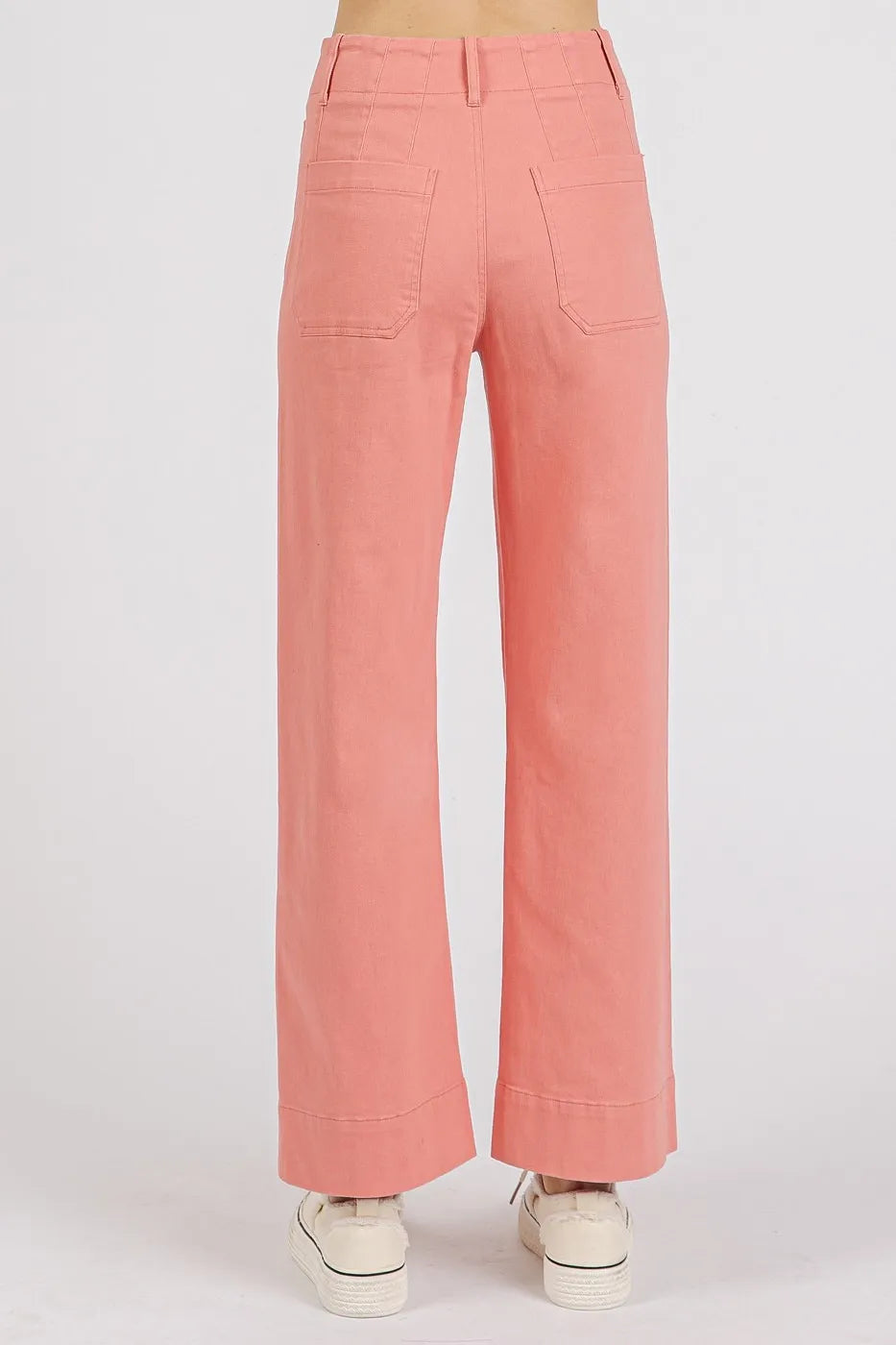 Mittoshop Twill Patch Pocket High Rise Wide Leg Pants - Premium Women Pants from Trendsi - Just $55.99! Shop now at Handbags Specialist Headquarter