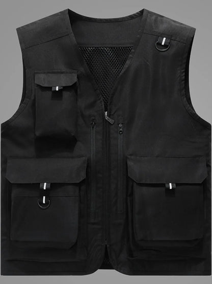 Men's Plus Size Zip Up V-Neck Vest - Premium Men's zip up vest from Trendsi - Just $43.42! Shop now at Handbags Specialist Headquarter