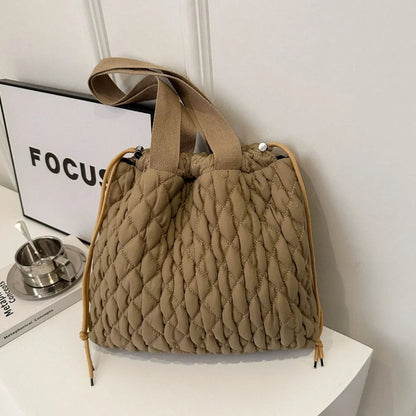 Drawstring Bubble Texture Tote Bag - Premium Tote Bag from Trendsi - Just $39.99! Shop now at Handbags Specialist Headquarter