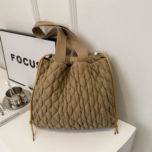 Drawstring Bubble Texture Tote Bag - Premium Tote Bag from Trendsi - Just $39.99! Shop now at Handbags Specialist Headquarter
