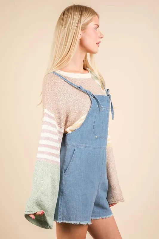 VERY J Mineral Washed Denim Casual Romper - Premium Women / Jeans & Denim from Trendsi - Just $40! Shop now at Handbags Specialist Headquarter