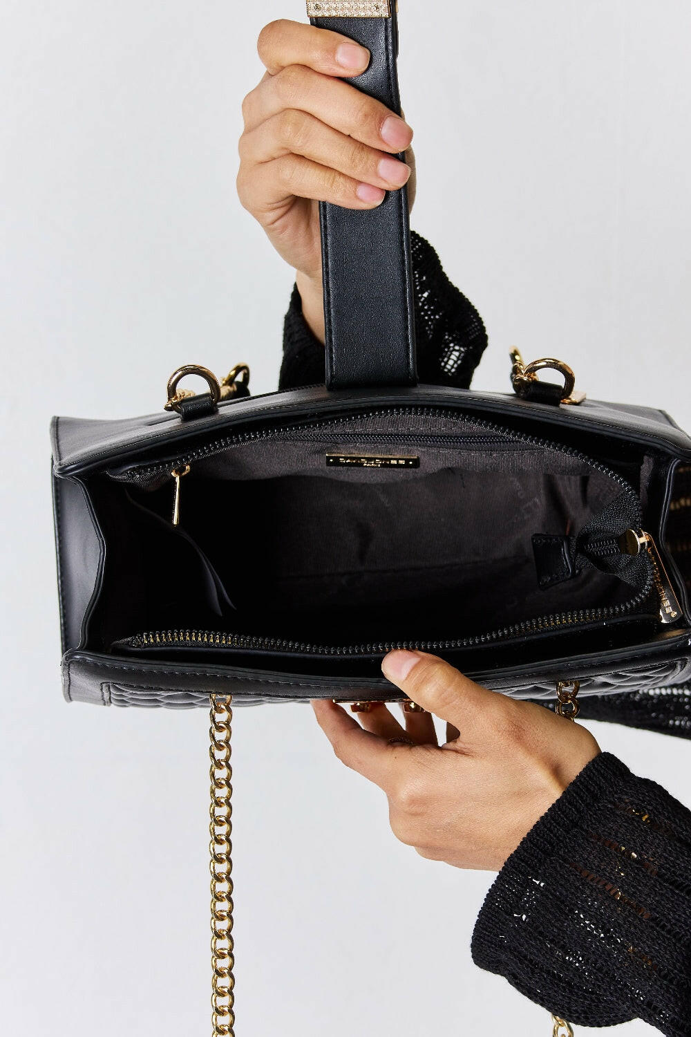 David Jones Quilted PU Leather Handbag.