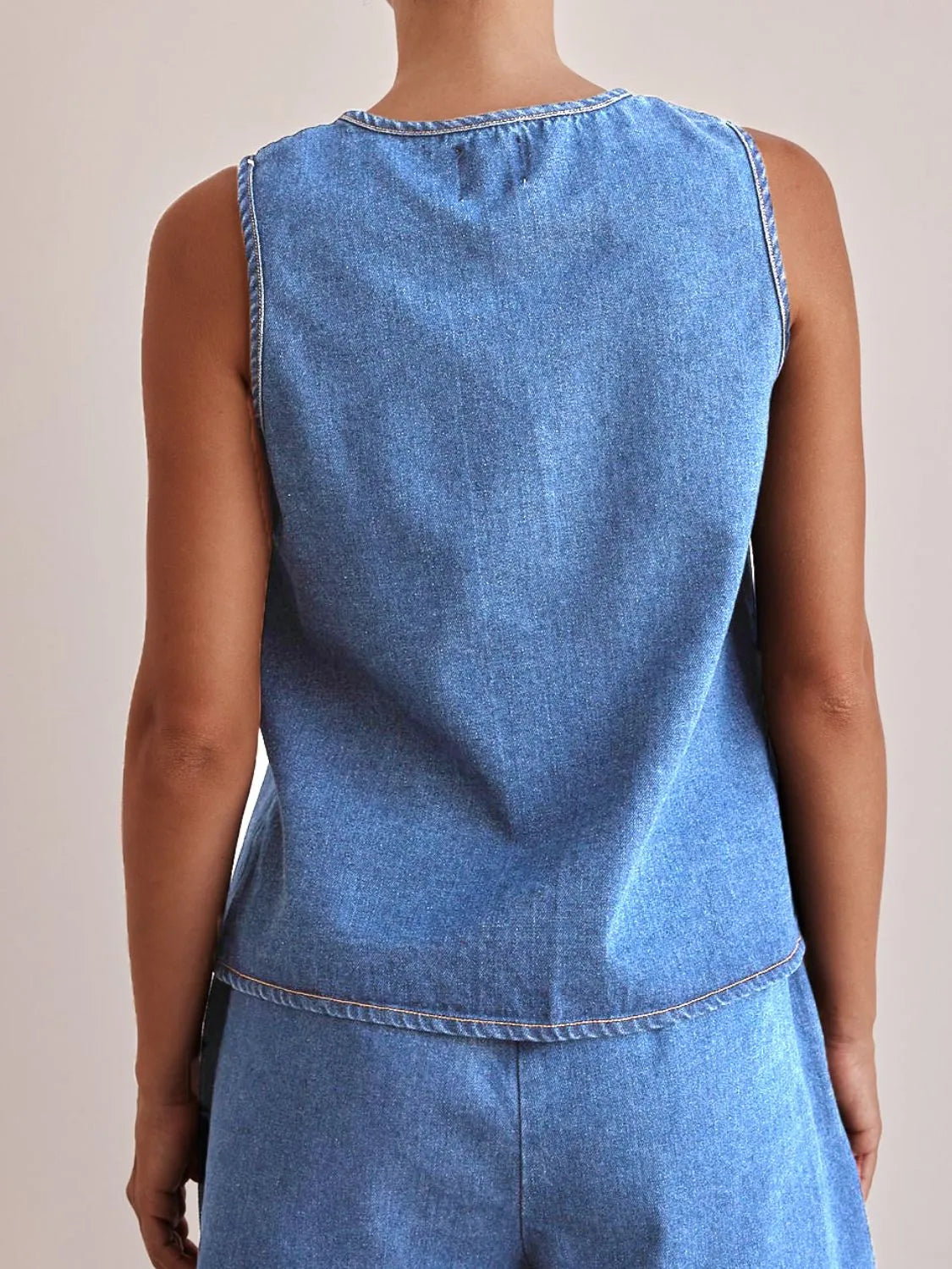 Tie Front Denim Vest - Premium Women / Jeans & Denim from Trendsi - Just $31.60! Shop now at Handbags Specialist Headquarter