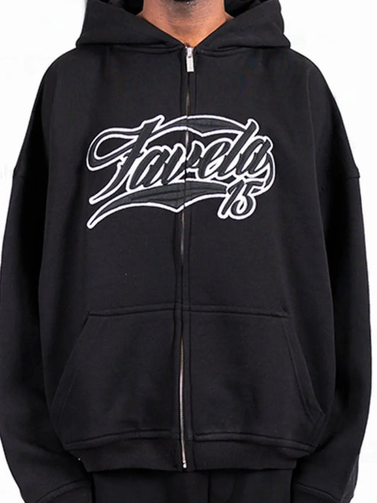 Men's Letter Embroidered Zip Up Long Sleeve Hoodie - Premium Men's Sweatshirts from Trendsi - Just $34.60! Shop now at Handbags Specialist Headquarter
