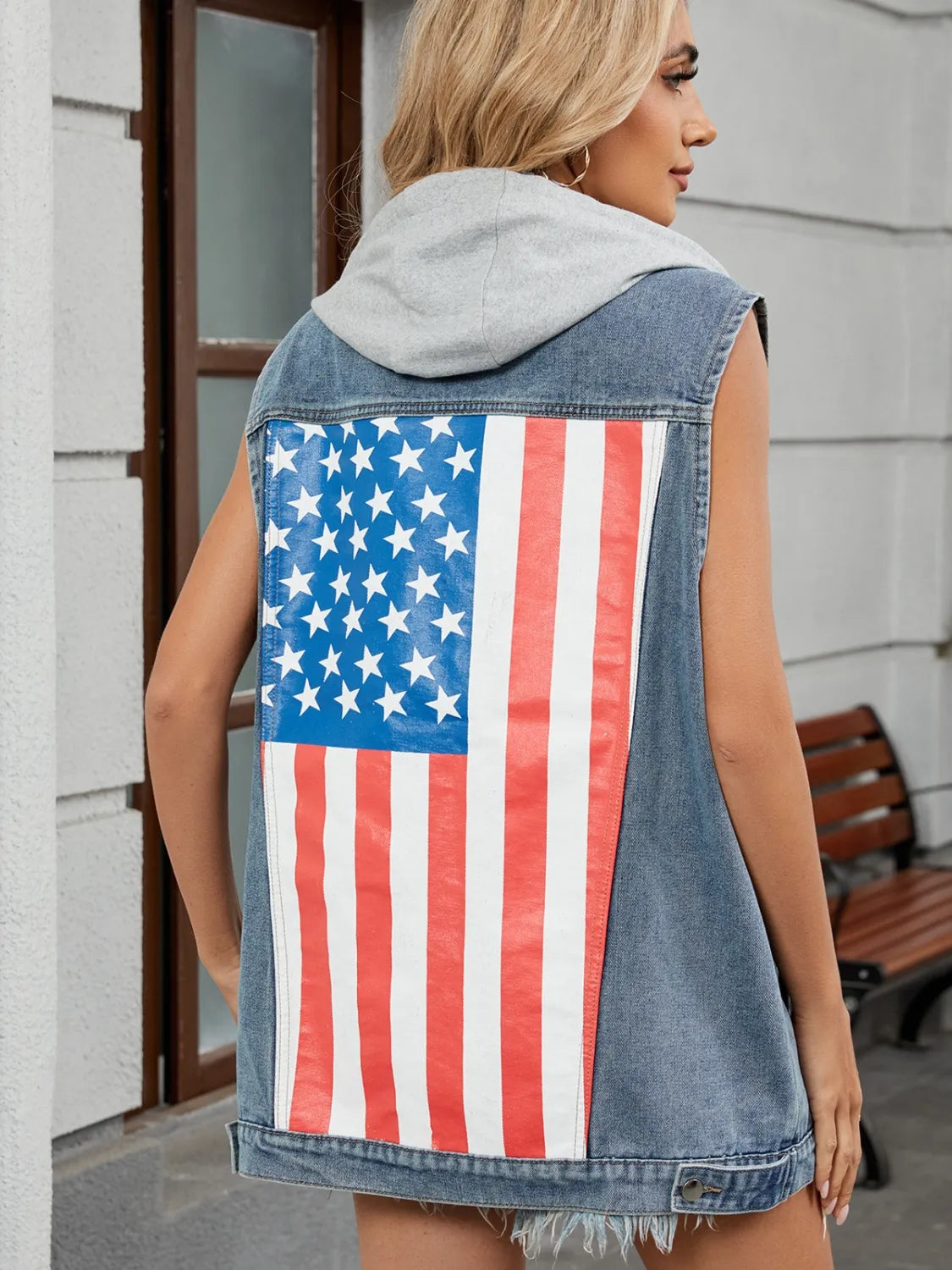 US Flag Button Up Denim Jacket - Premium Women / Jeans & Denim from Trendsi - Just $43.46! Shop now at Handbags Specialist Headquarter