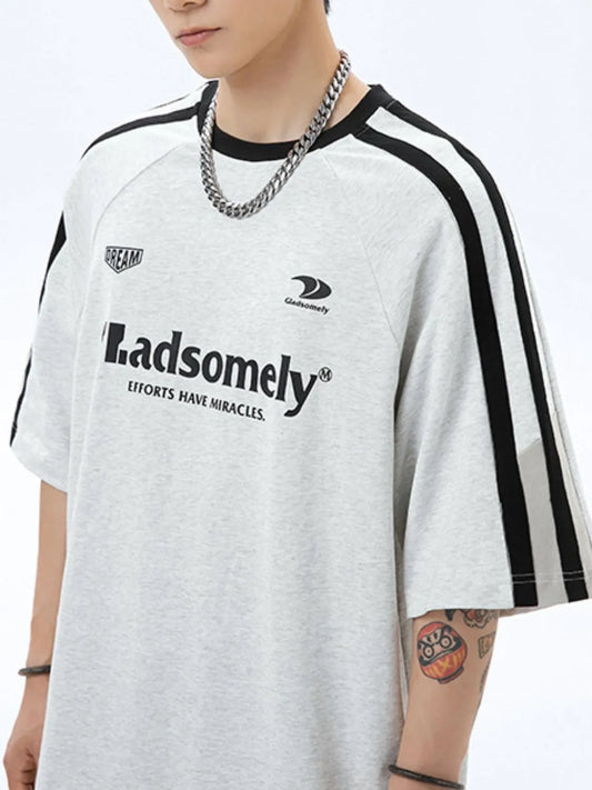 Men's Plus Size Letter Round Neck Half Sleeve T-Shirt - Premium Men's T Shirt from Trendsi - Just $21.86! Shop now at Handbags Specialist Headquarter