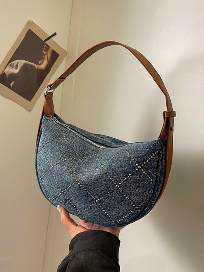 Rhinestone Denim Shoulder Bag.