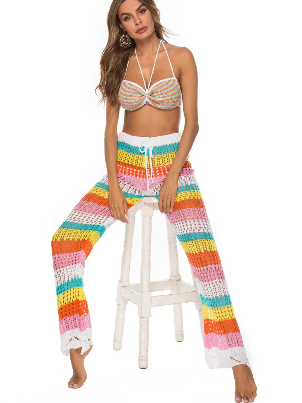 Cutout Contrast High Waist Swim Pants - Premium Bottoms from Trendsi - Just $25! Shop now at Handbags Specialist Headquarter