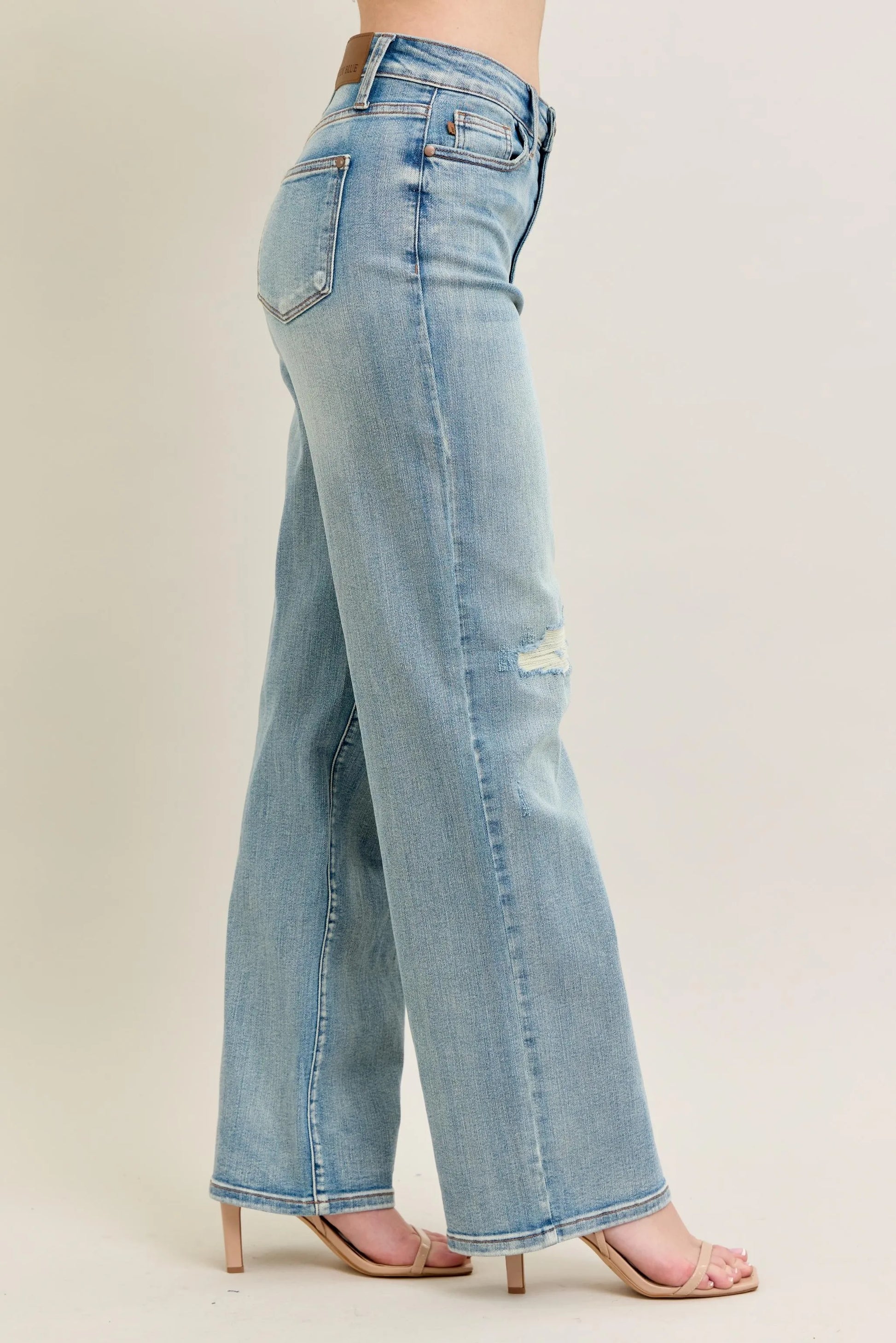 Judy Blue Full Size Hw Destroy & Knee Patch Straight Jeans Plus Size - Premium Women / Jeans & Denim from Trendsi - Just $71.99! Shop now at Handbags Specialist Headquarter