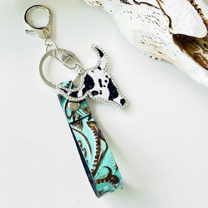 Rhinestone Bull Keychain - Premium Key chain from Trendsi - Just $11! Shop now at Handbags Specialist Headquarter