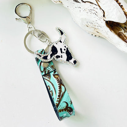 Rhinestone Bull Keychain - Premium Key chain from Trendsi - Just $11! Shop now at Handbags Specialist Headquarter