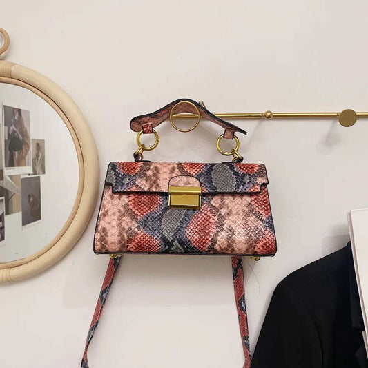 PU Leather Snakeskin Print Crossbody Bag - Premium Crossbody Bag from Trendsi - Just $35.99! Shop now at Handbags Specialist Headquarter