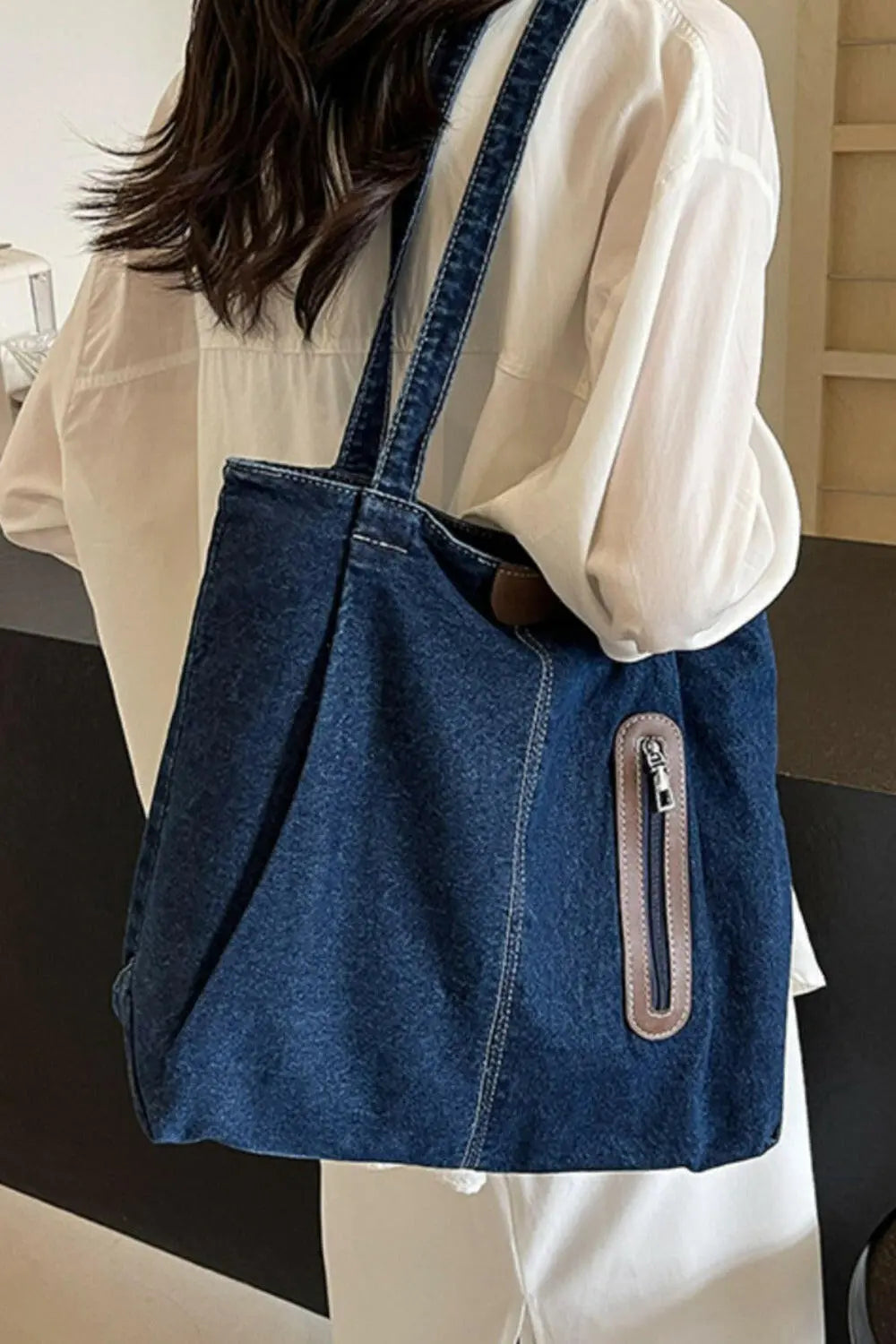 Medium Denim Tote Bag.