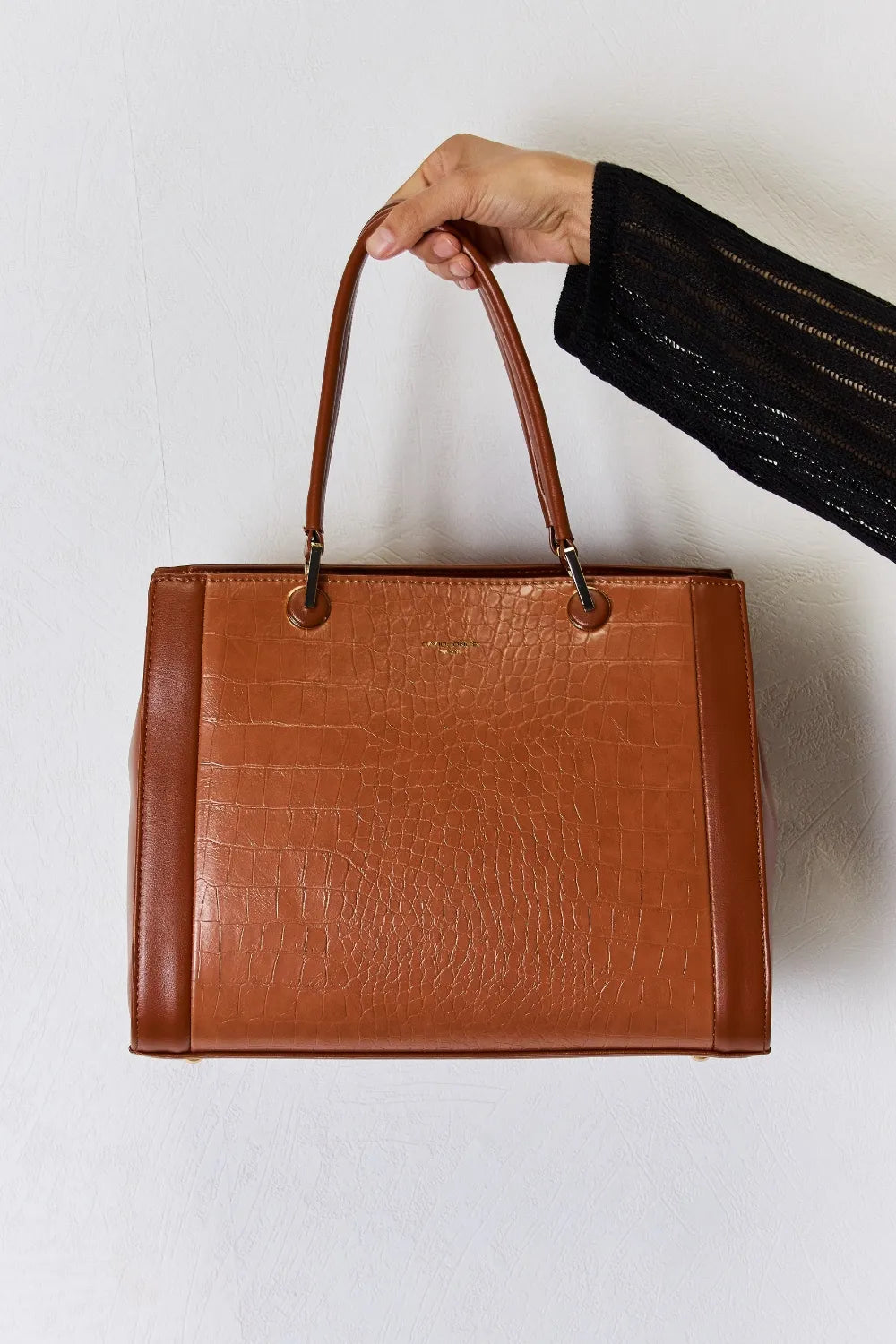 David Jones Texture PU Leather Handbag - Premium Handbags from Trendsi - Just $52.99! Shop now at Handbags Specialist Headquarter