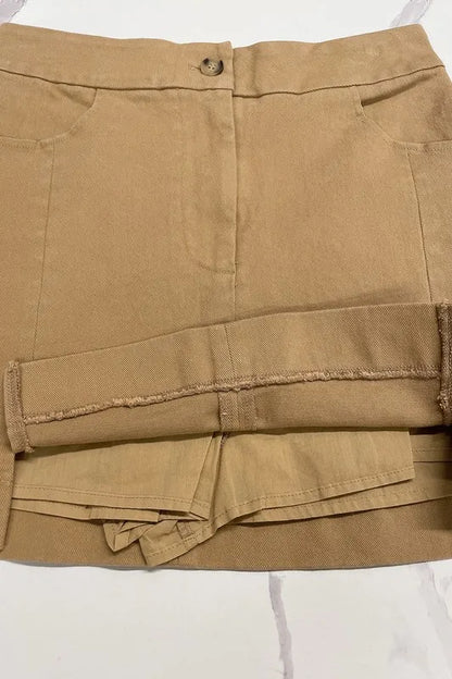 Annie Wear Comfort Stretch Cotton Slit Detailed Mini Skirt - Premium Skirts from Trendsi - Just $26.99! Shop now at Handbags Specialist Headquarter