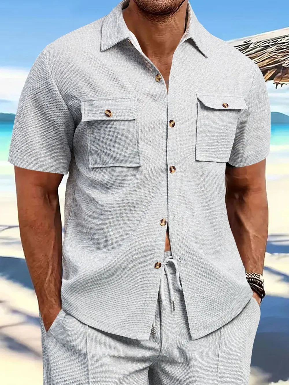 Men's Full Size Button Down Short Sleeve Shirt Plus Size - Premium Men's Shirt's from Trendsi - Just $30.50! Shop now at Handbags Specialist Headquarter
