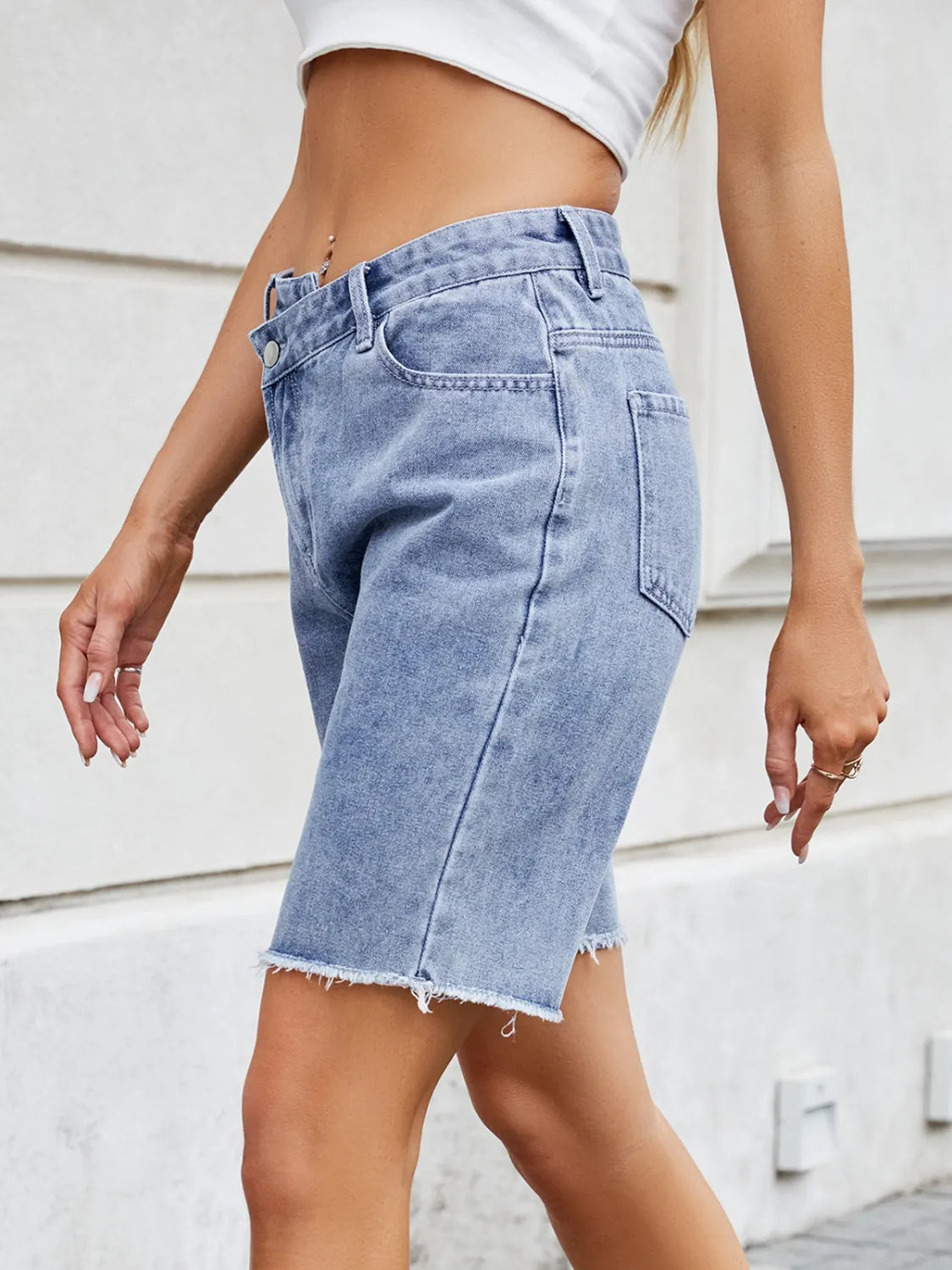 Raw Hem Denim Shorts - Premium Women / Jeans & Denim from Trendsi - Just $27.30! Shop now at Handbags Specialist Headquarter