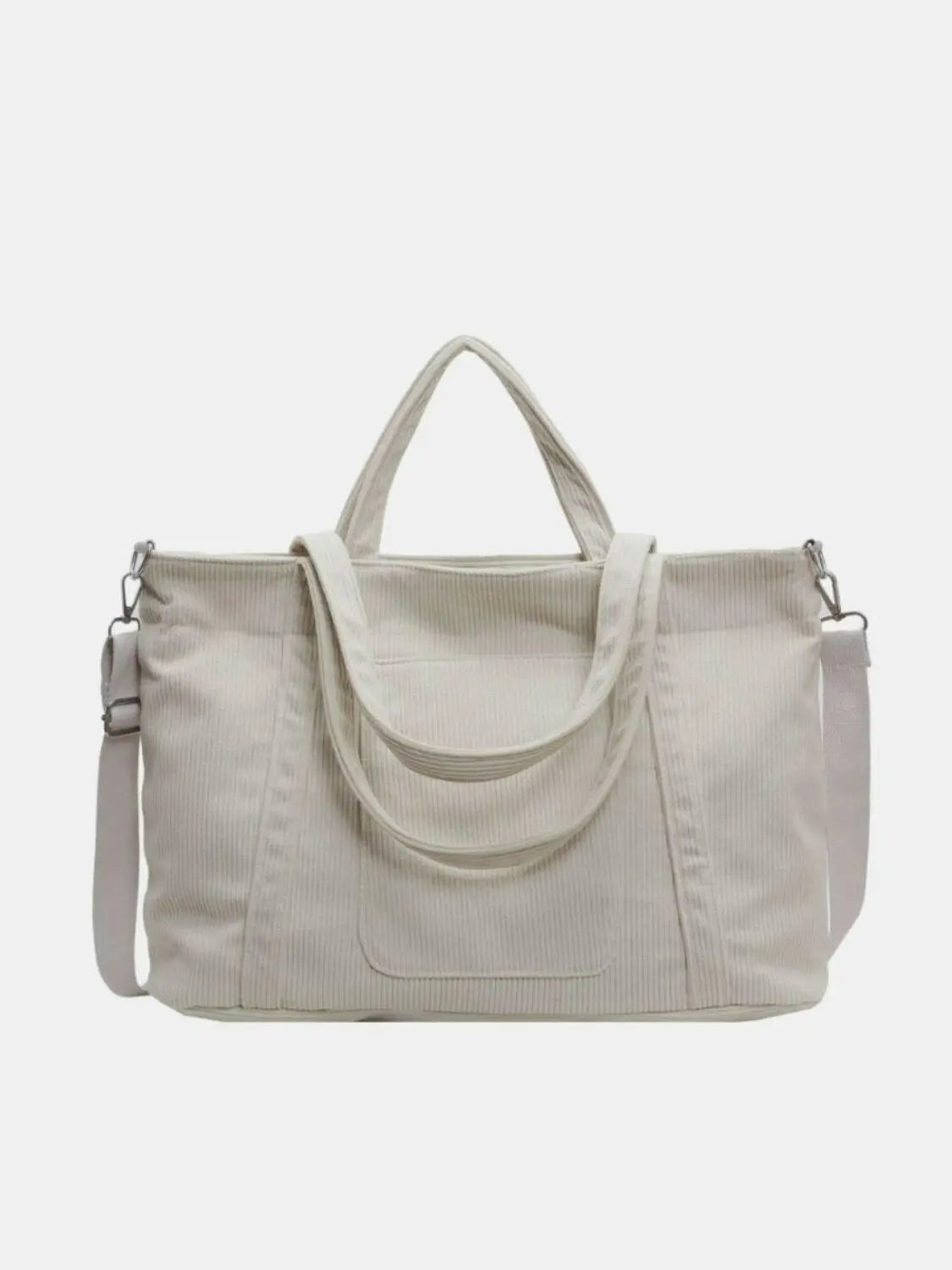 Corduroy Solid Large Tote Bag - Premium Tote Bag from Trendsi - Just $28.48! Shop now at Handbags Specialist Headquarter