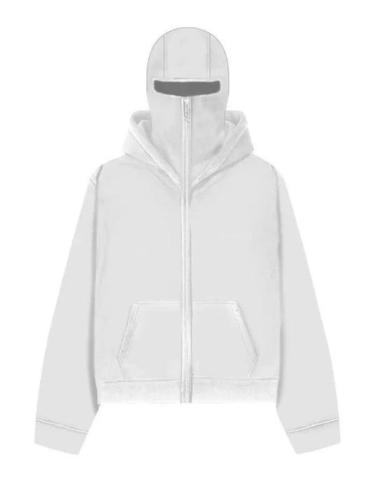 Men's Zip Up Long Sleeve Hoodie with Mask - Premium Men's Sweatshirts from Trendsi - Just $37.46! Shop now at Handbags Specialist Headquarter