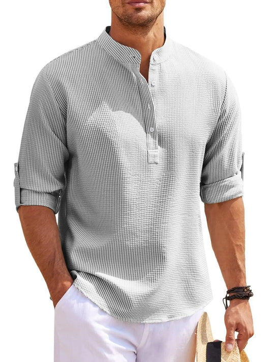 Men's Full Size Button Detail Long Sleeve Top Plus Size - Premium Men's T Shirt from Trendsi - Just $28.58! Shop now at Handbags Specialist Headquarter