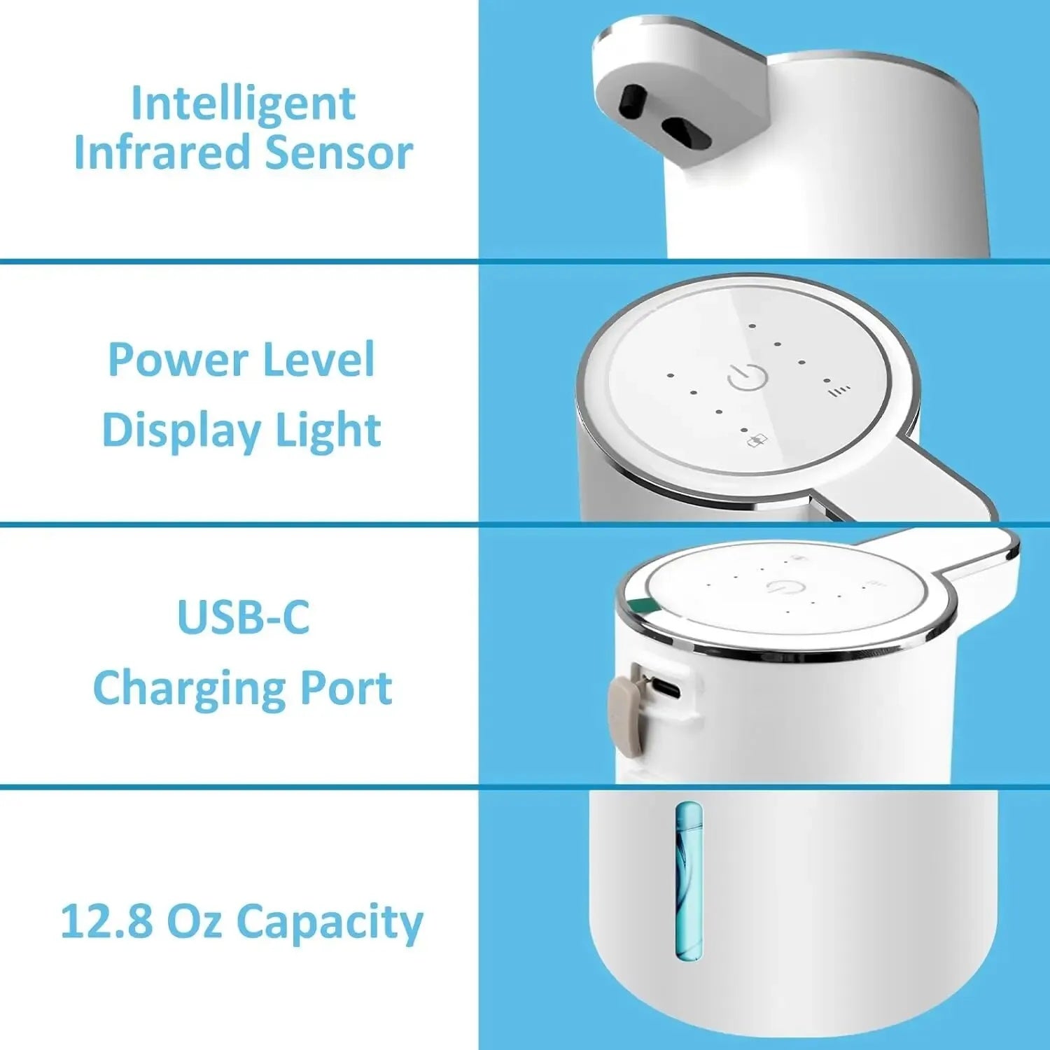Automatic Soap Dispenser Touchless Foaming Soap Dispenser 380ml USB Rechargeable Electric 4 Level Adjustable Foam Soap Dispenser - Premium  from Big Saves Store - Just $49.99! Shop now at Handbags Specialist Headquarter