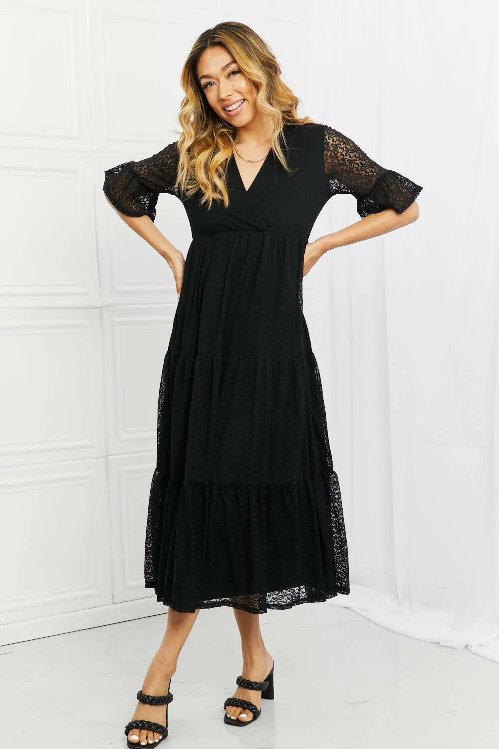 P & Rose Lovely Lace Full Size Tiered Dress.