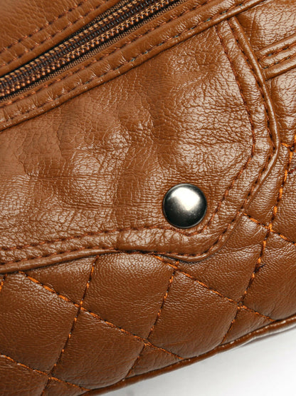 PU Leather Multi Pockets Adjustable Strap Shoulder Bag.
