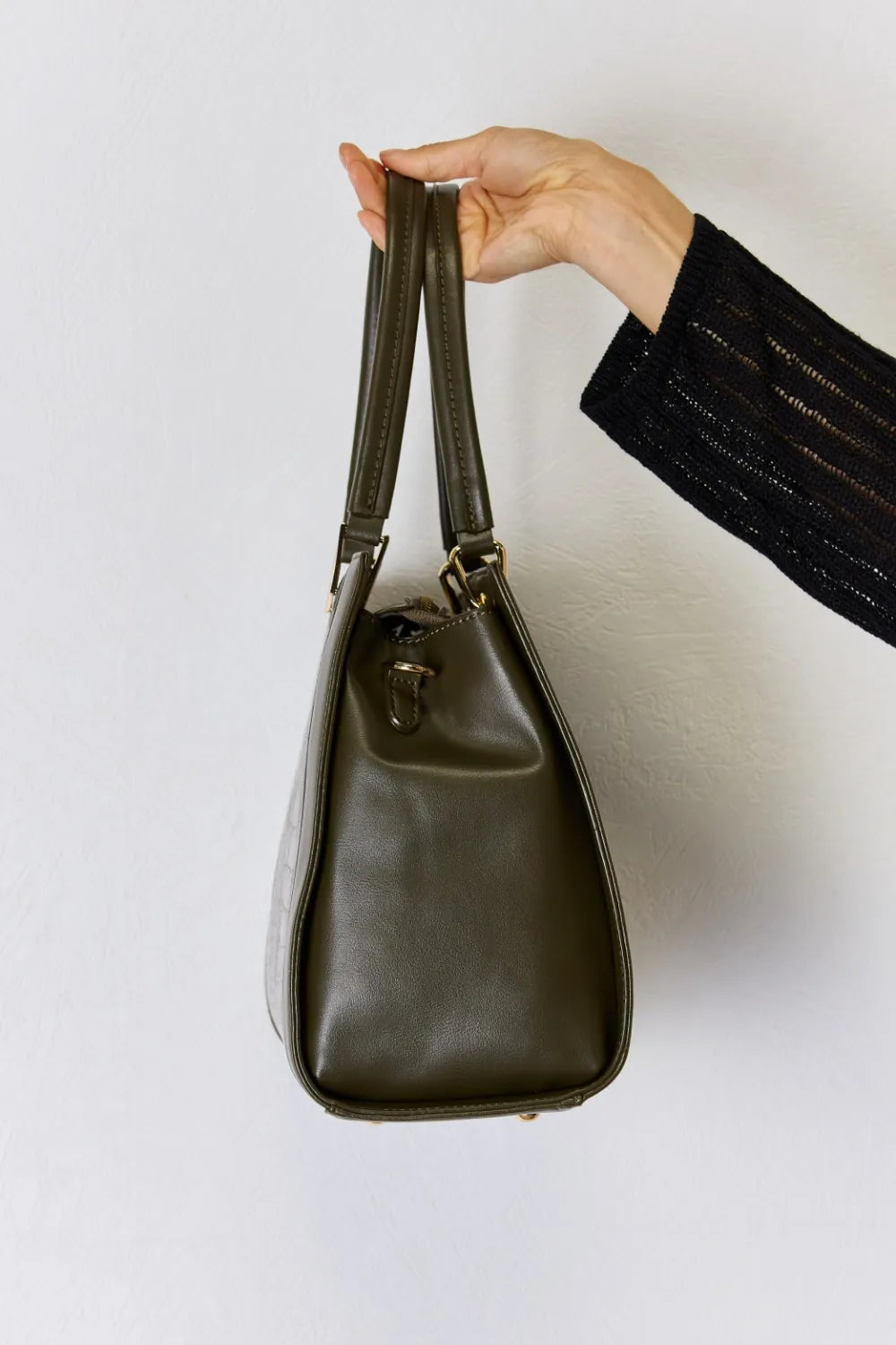 David Jones Texture PU Leather Handbag - Premium Handbags from Trendsi - Just $52.99! Shop now at Handbags Specialist Headquarter