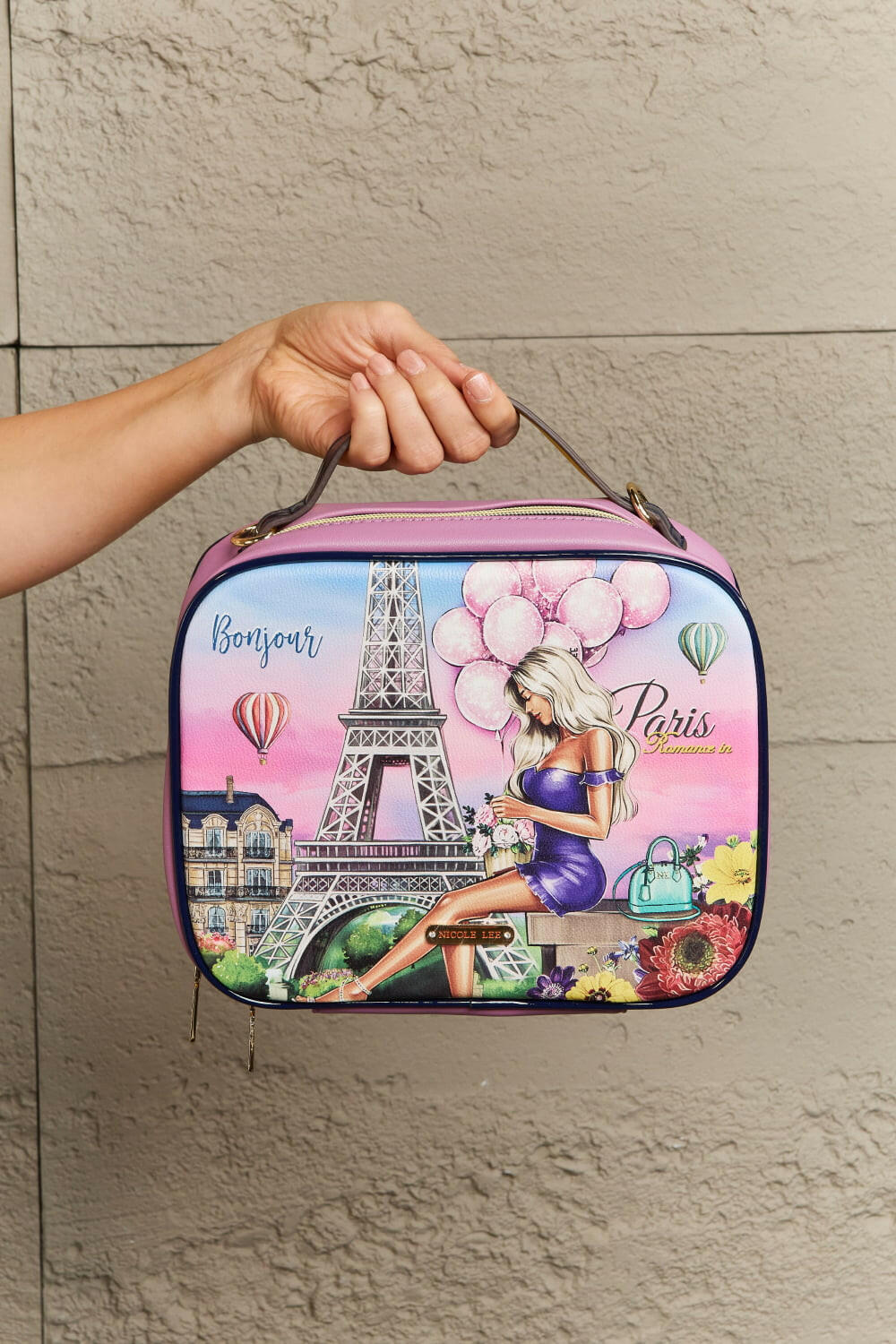 Nicole Lee USA Printed Handbag with Three Pouches.