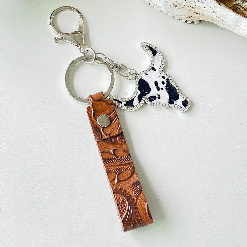 Rhinestone Bull Keychain - Premium Key chain from Trendsi - Just $11! Shop now at Handbags Specialist Headquarter