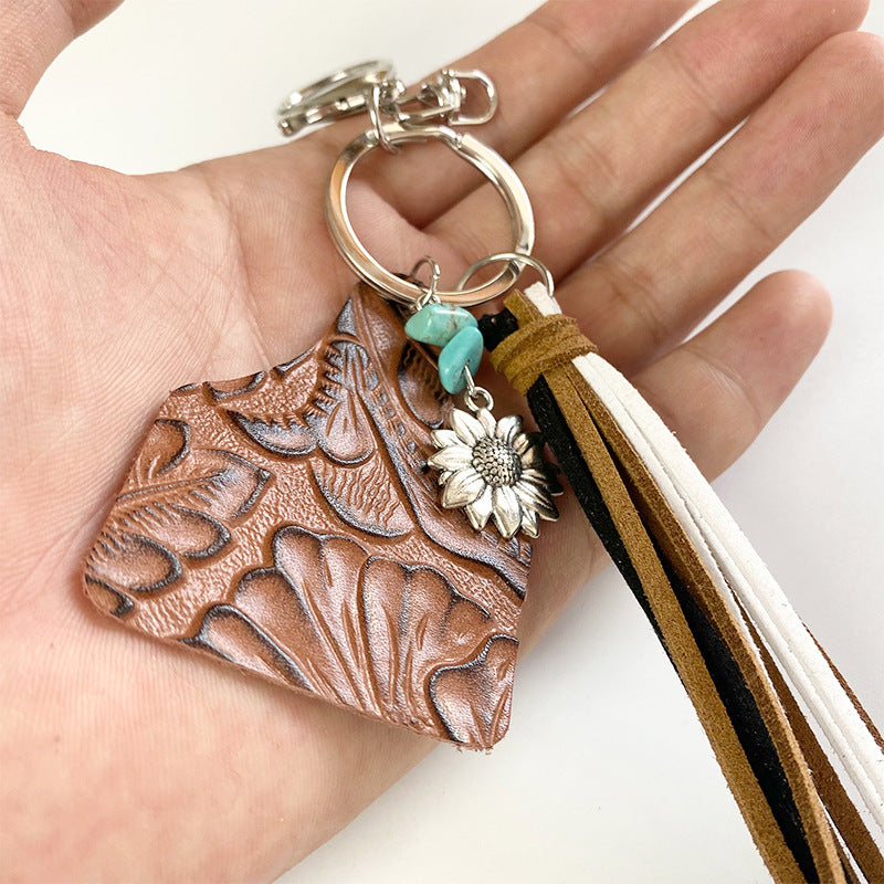 Turquoise Fringe Detail Key Chain - Premium Key chain from Trendsi - Just $10! Shop now at Handbags Specialist Headquarter
